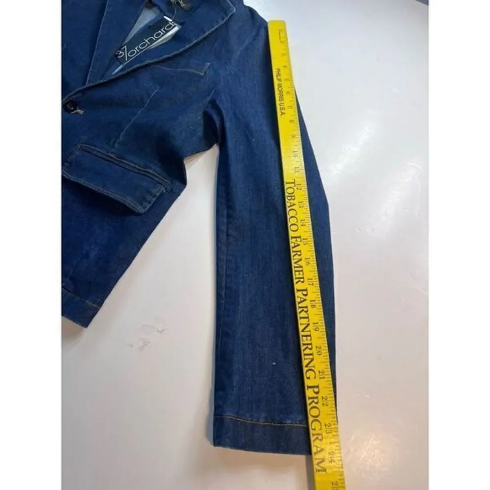 37 orchard Womens Blazer Size S Small Dark Wash Blue‎ Denim NWT One Button Sharp